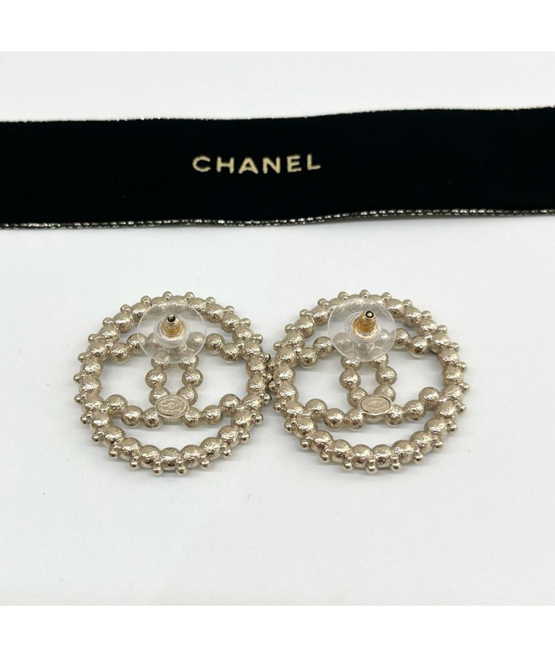 CHANEL Бежевые серьги, фото 4