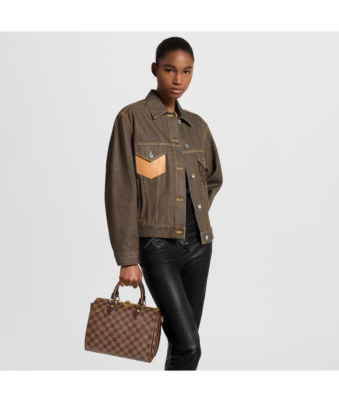 LOUIS VUITTON Коричневая сумка с короткими ручками из канвы, фото 4