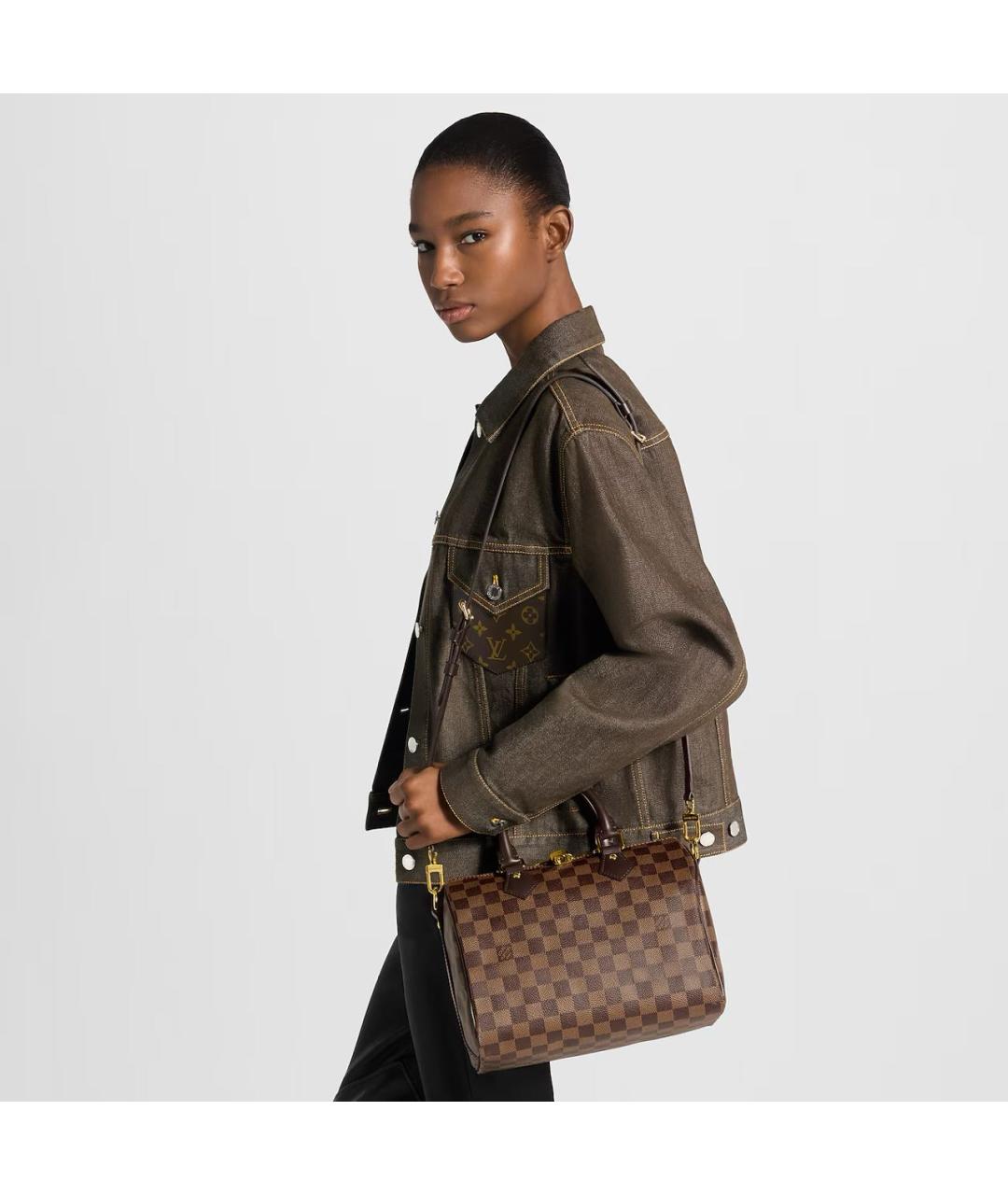 LOUIS VUITTON Коричневая сумка с короткими ручками из канвы, фото 5