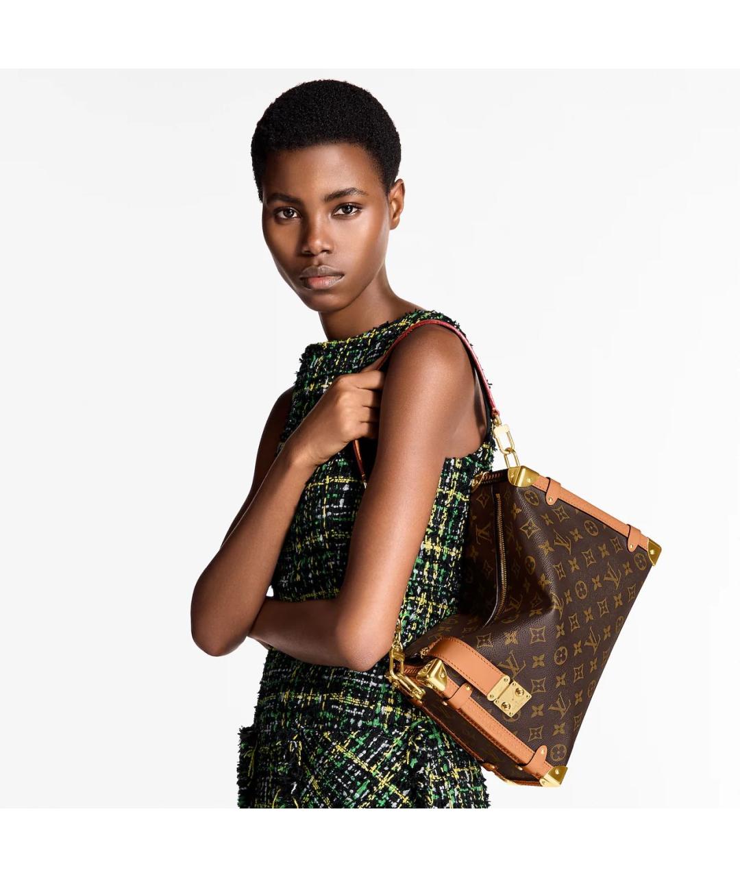 LOUIS VUITTON Коричневая кожаная сумка с короткими ручками, фото 6