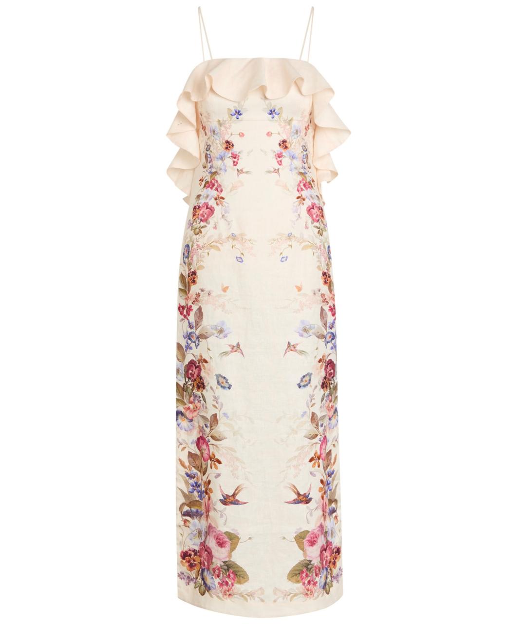 ZIMMERMANN Бежевое льняное коктейльное платье, фото 10