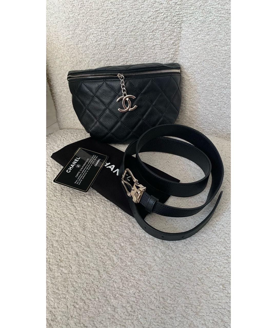 CHANEL Черная кожаная поясная сумка, фото 6