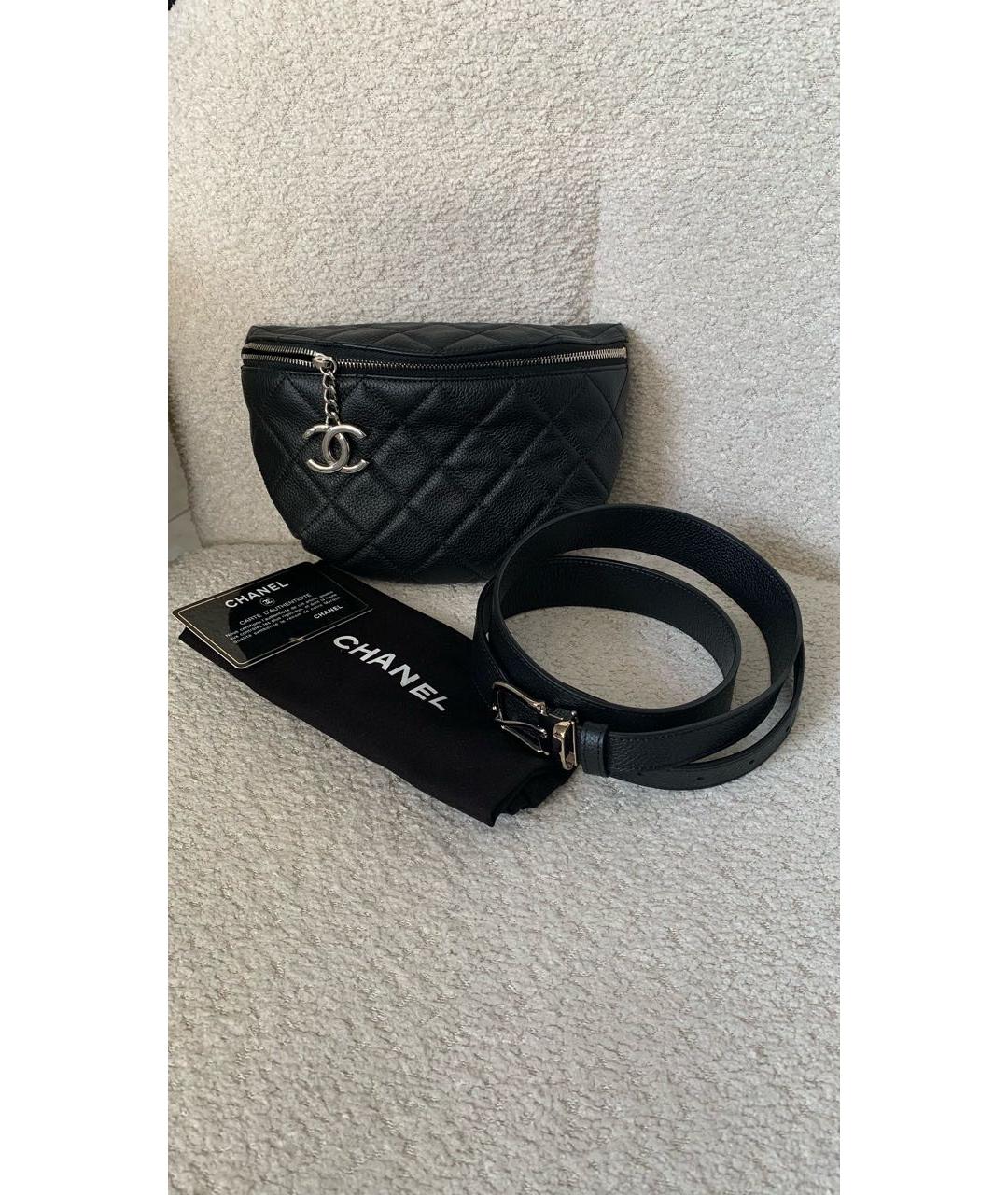 CHANEL Черная кожаная поясная сумка, фото 7