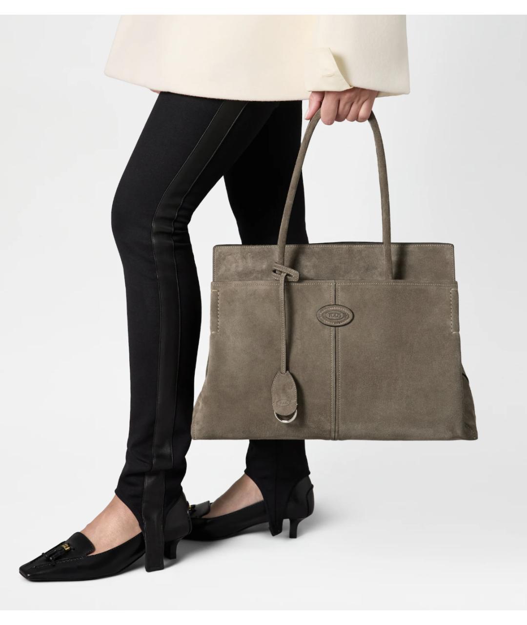 TOD'S Коричневая замшевая сумка тоут, фото 3