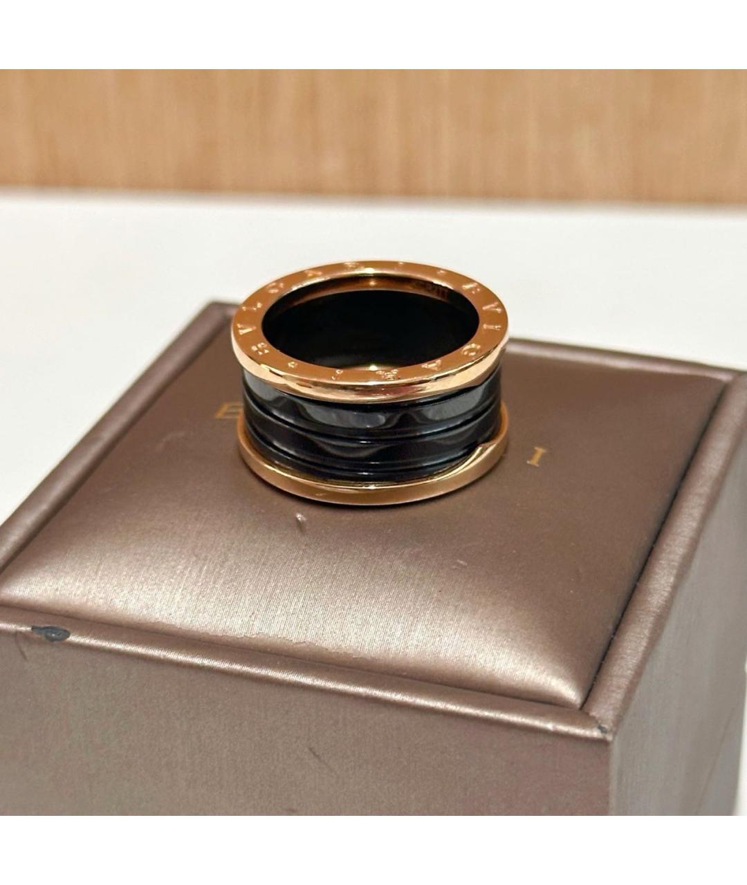 BVLGARI Черное кольцо из розового золота, фото 4
