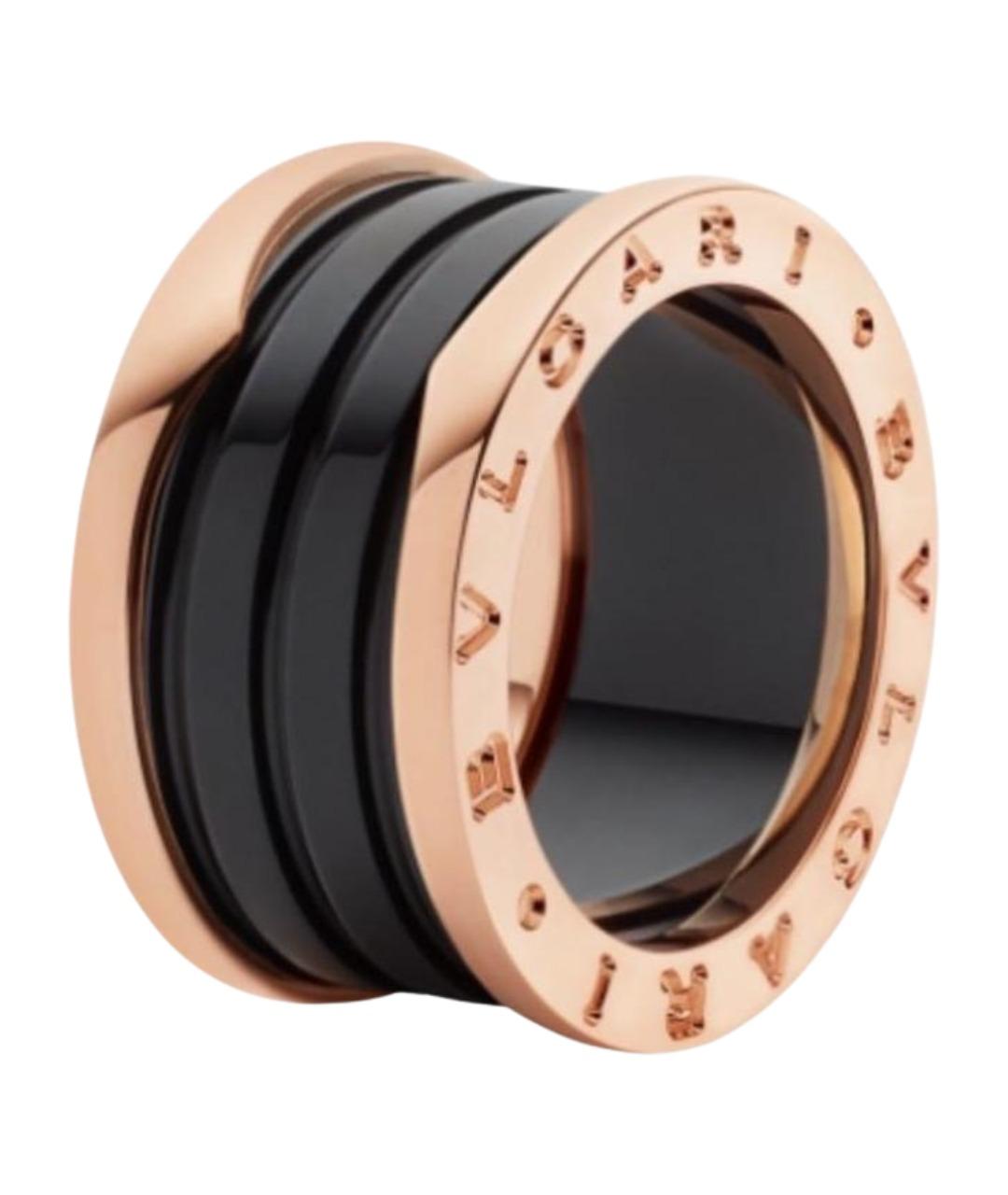 BVLGARI Черное кольцо из розового золота, фото 1