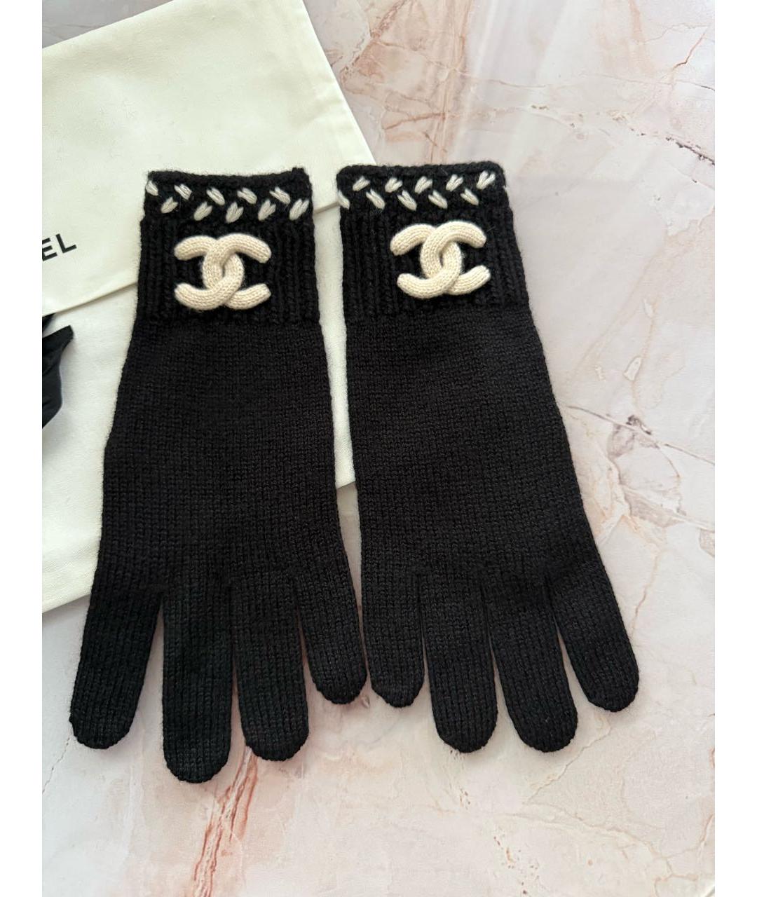 CHANEL Черные кашемировые перчатки, фото 3