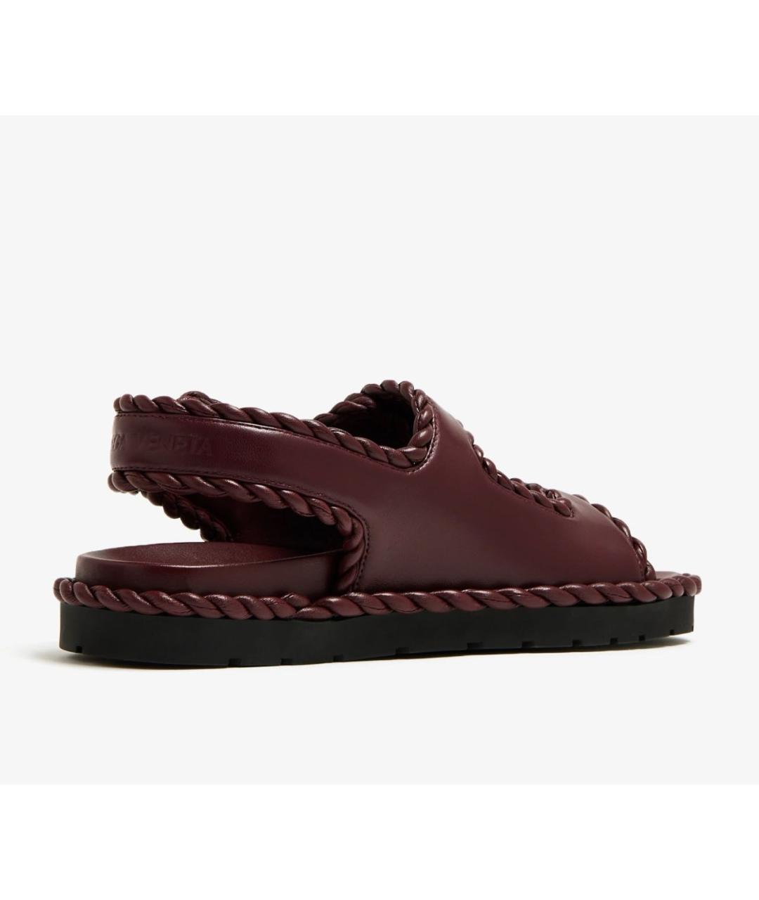 BOTTEGA VENETA Бордовые кожаные сандалии, фото 4