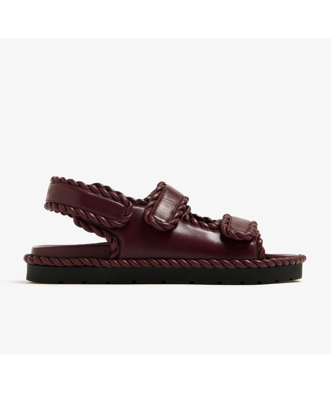 BOTTEGA VENETA Бордовые кожаные сандалии, фото 5