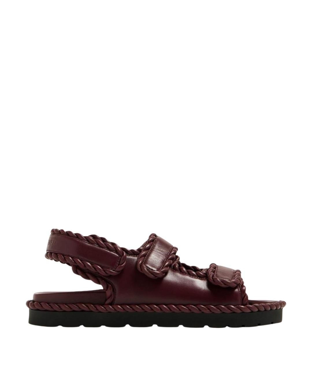 BOTTEGA VENETA Бордовые кожаные сандалии, фото 1