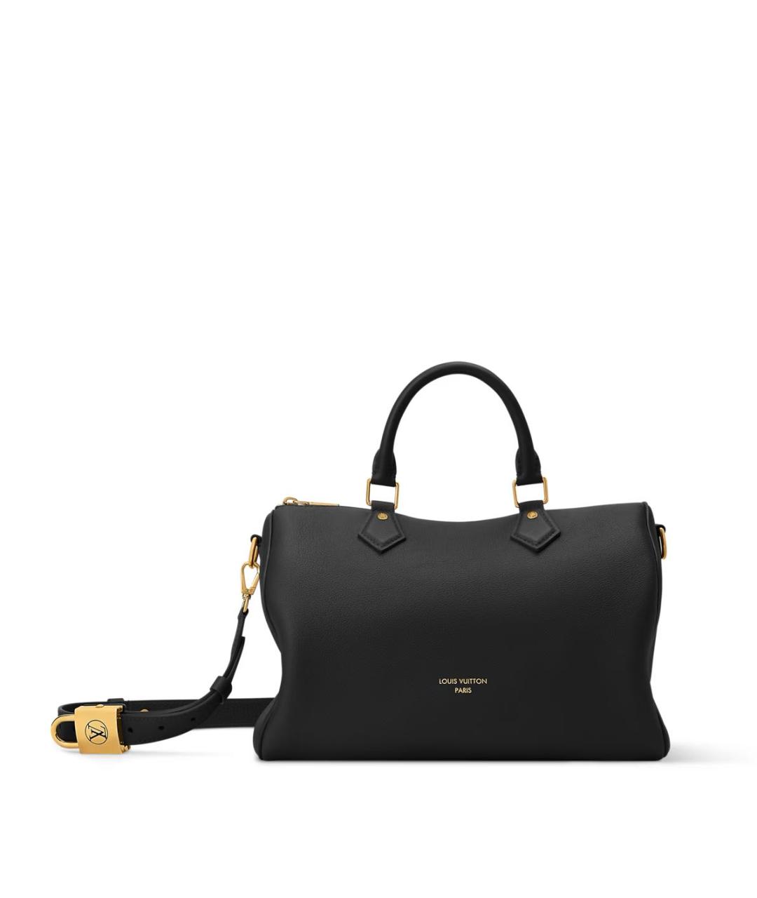 LOUIS VUITTON Черная кожаная сумка с короткими ручками, фото 6