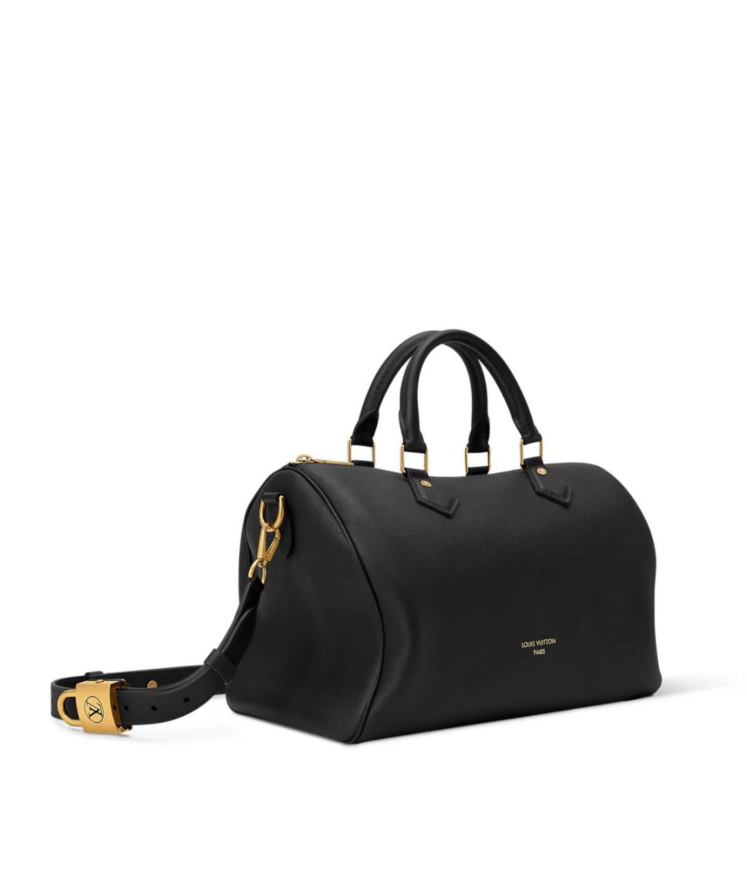 LOUIS VUITTON Черная кожаная сумка с короткими ручками, фото 2