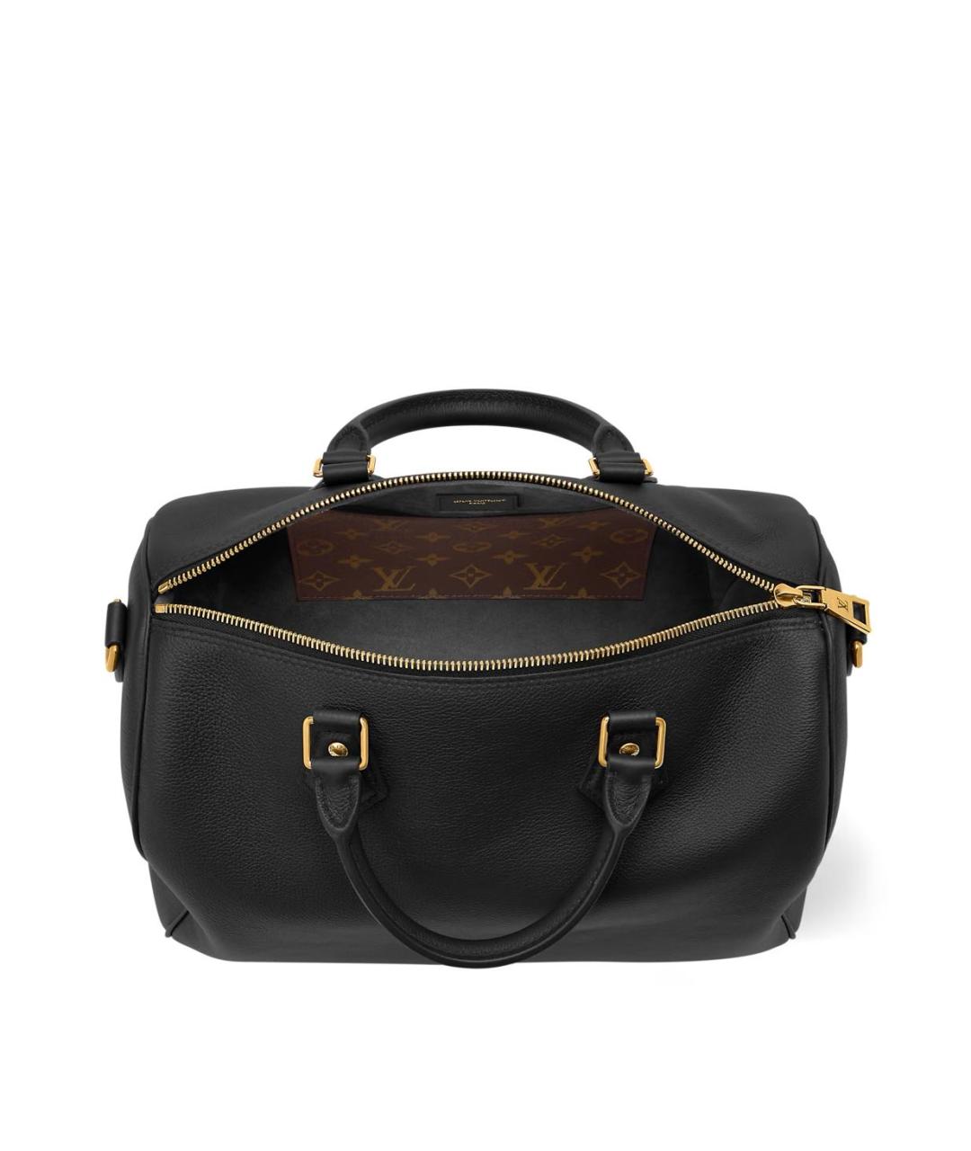 LOUIS VUITTON Черная кожаная сумка с короткими ручками, фото 3