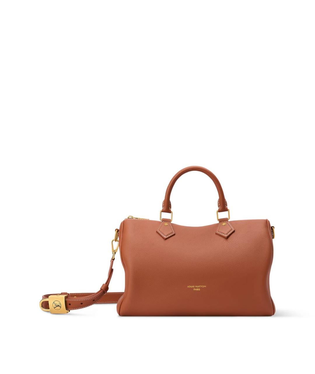 LOUIS VUITTON Коричневая кожаная сумка с короткими ручками, фото 7