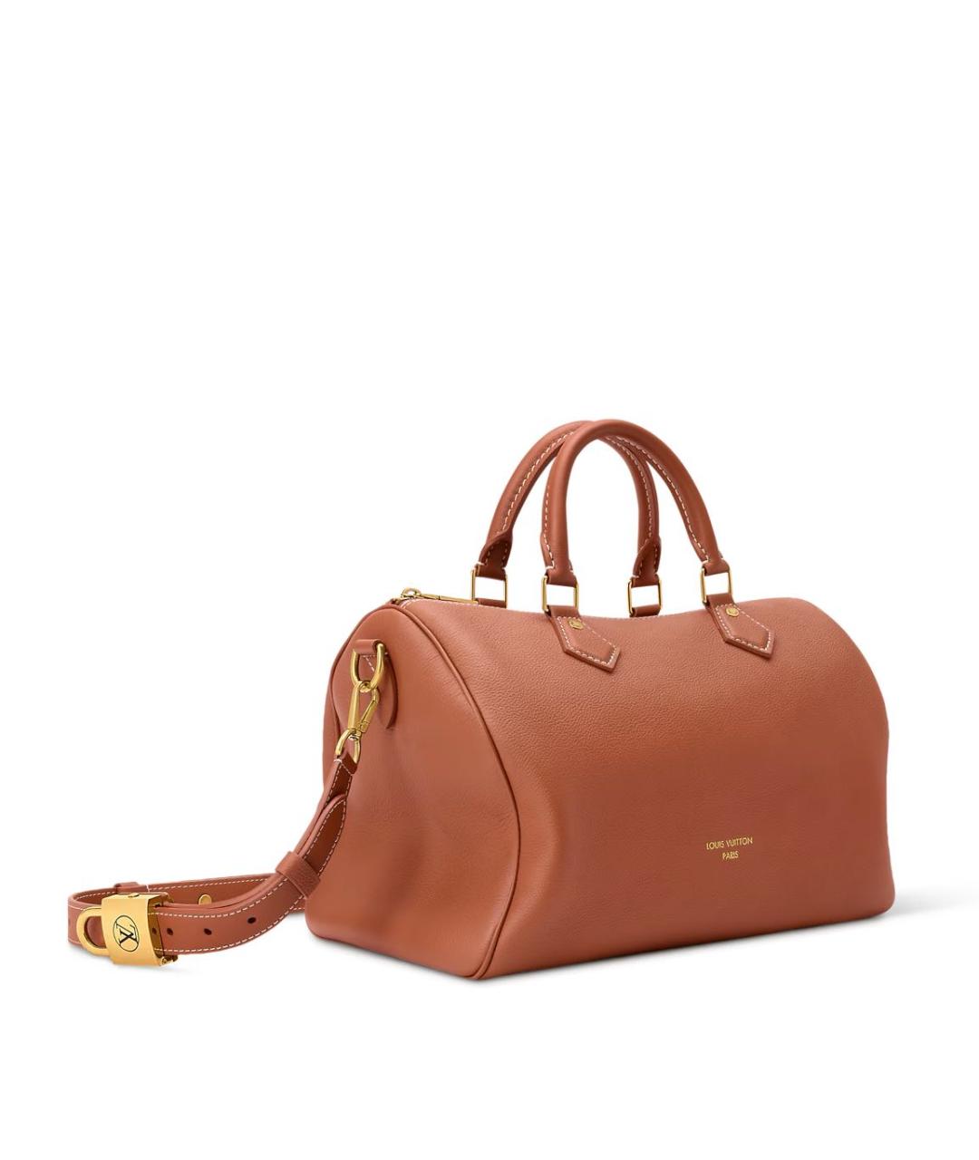 LOUIS VUITTON Коричневая кожаная сумка с короткими ручками, фото 2
