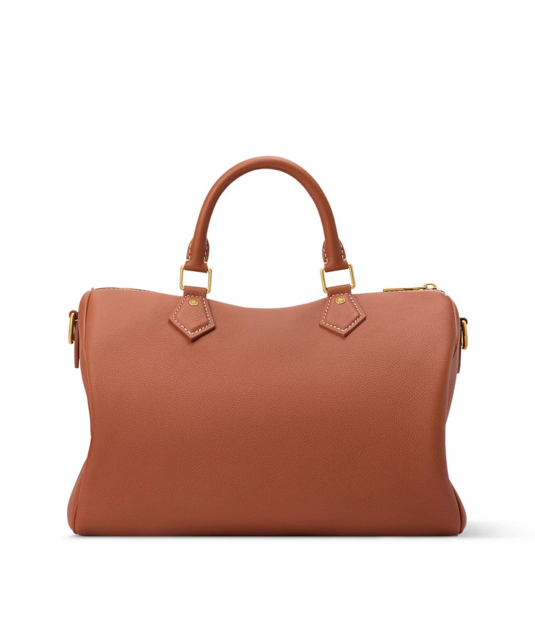 LOUIS VUITTON Коричневая кожаная сумка с короткими ручками, фото 4