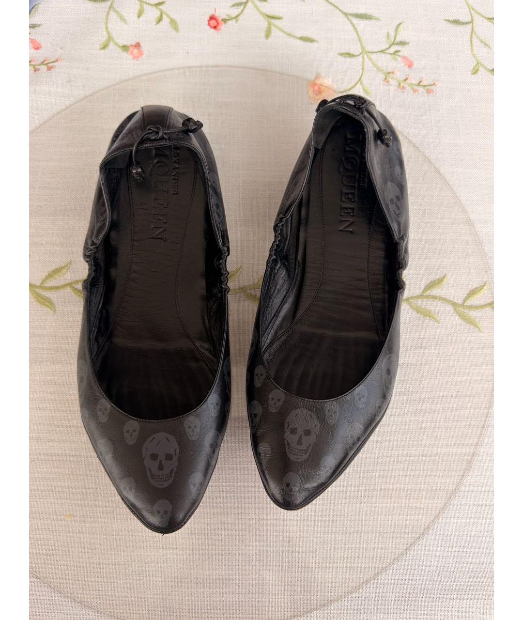 ALEXANDER MCQUEEN Черные кожаные балетки, фото 5