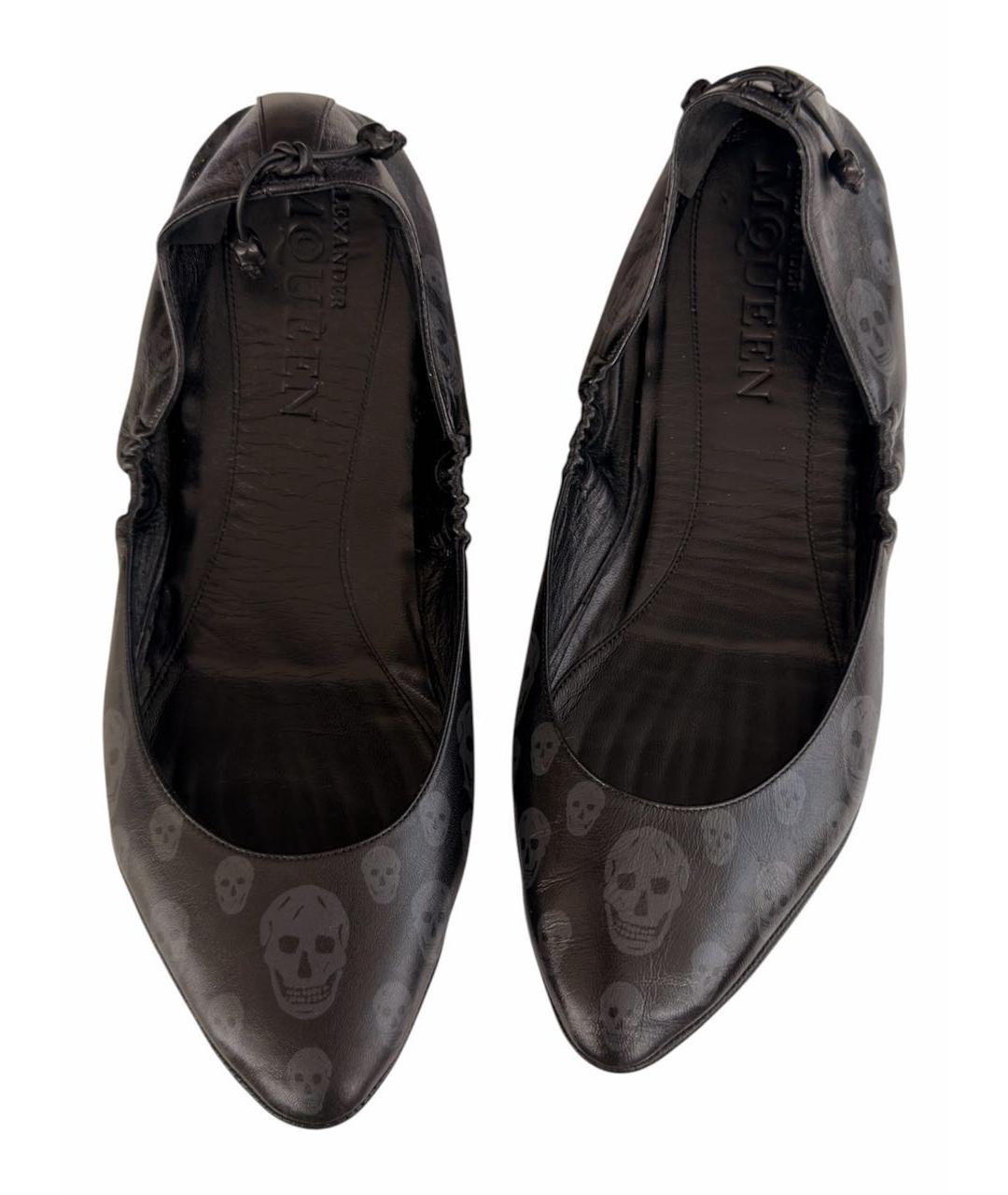 ALEXANDER MCQUEEN Черные кожаные балетки, фото 2