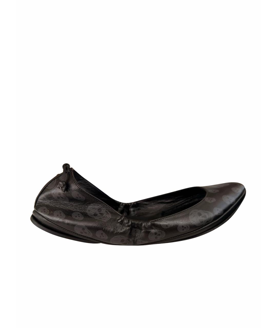 ALEXANDER MCQUEEN Черные кожаные балетки, фото 1