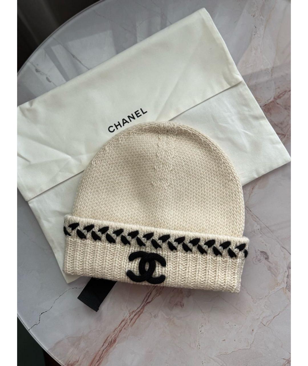 CHANEL Белая кашемировая шапка, фото 5