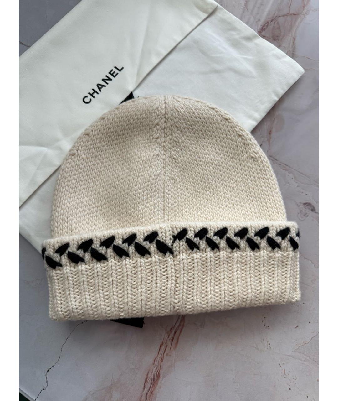 CHANEL Белая кашемировая шапка, фото 2