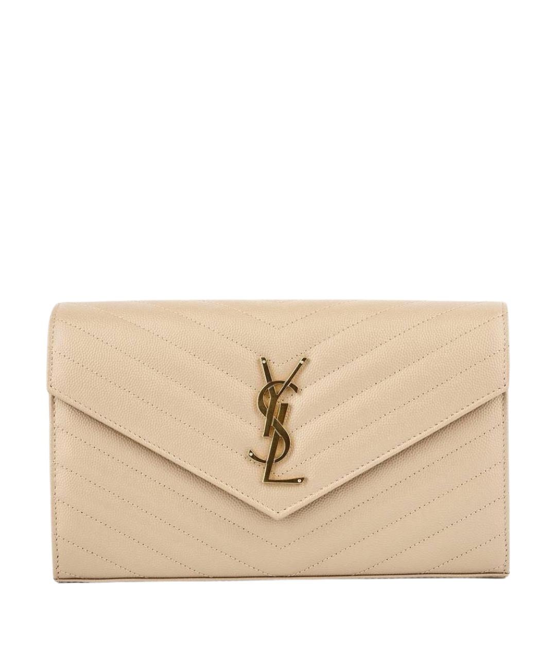 SAINT LAURENT Бежевая кожаная сумка через плечо, фото 1