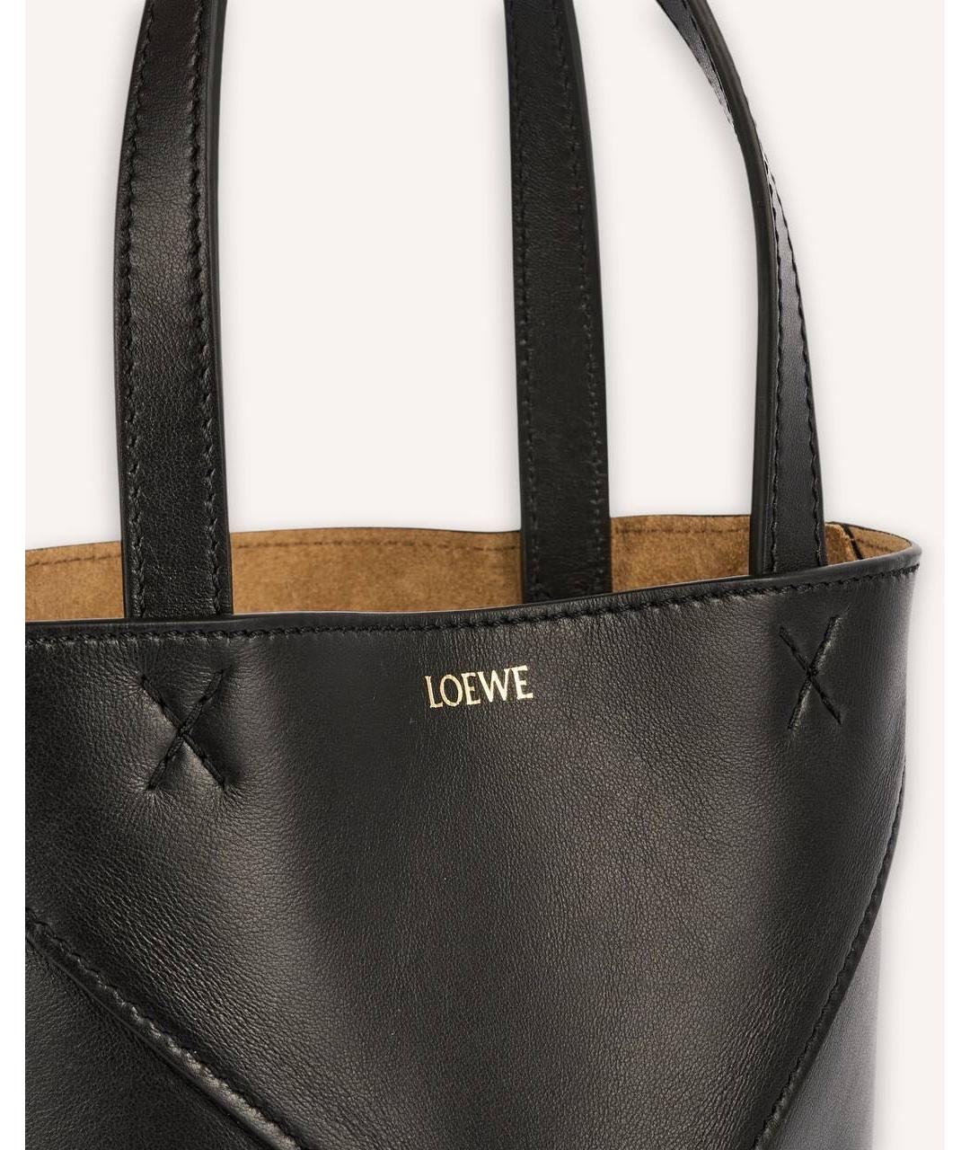 LOEWE Черная кожаная сумка тоут, фото 4