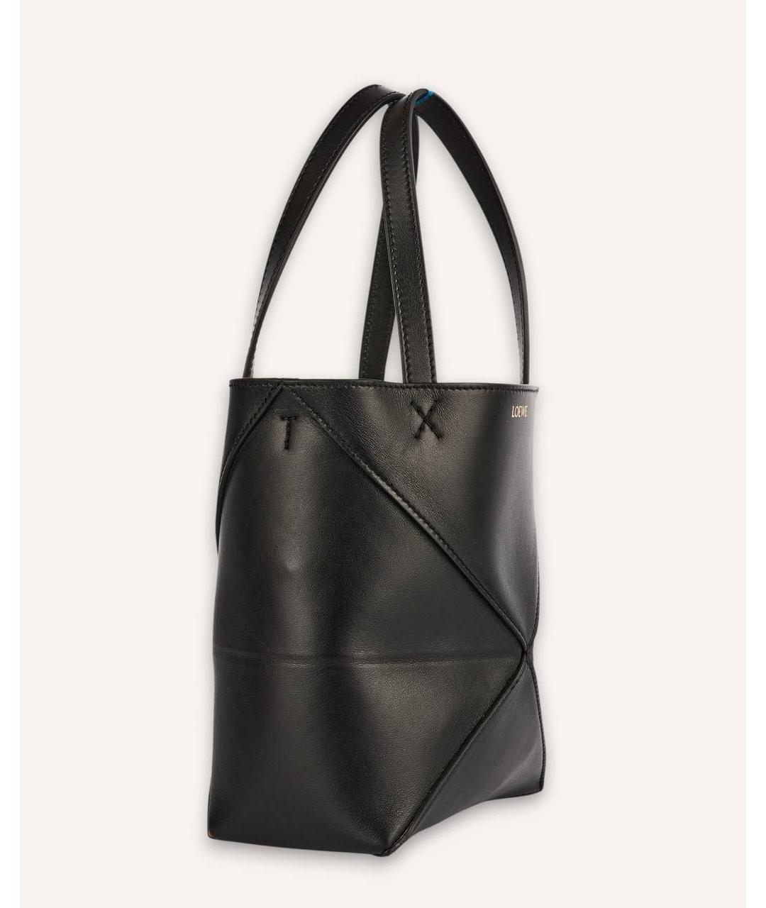 LOEWE Черная кожаная сумка тоут, фото 2