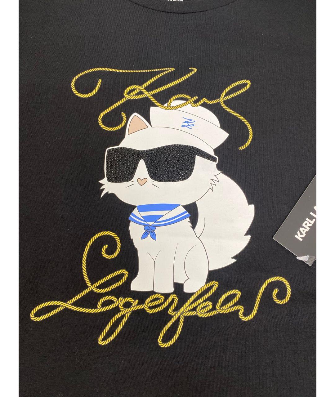 KARL LAGERFELD Черная хлопко-эластановая футболка, фото 4