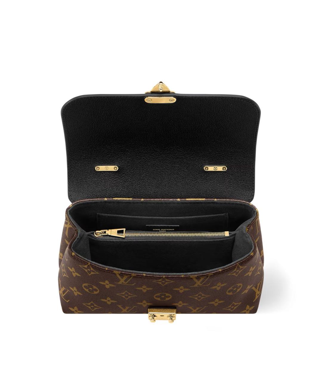 LOUIS VUITTON Коричневая кожаная сумка с короткими ручками, фото 3