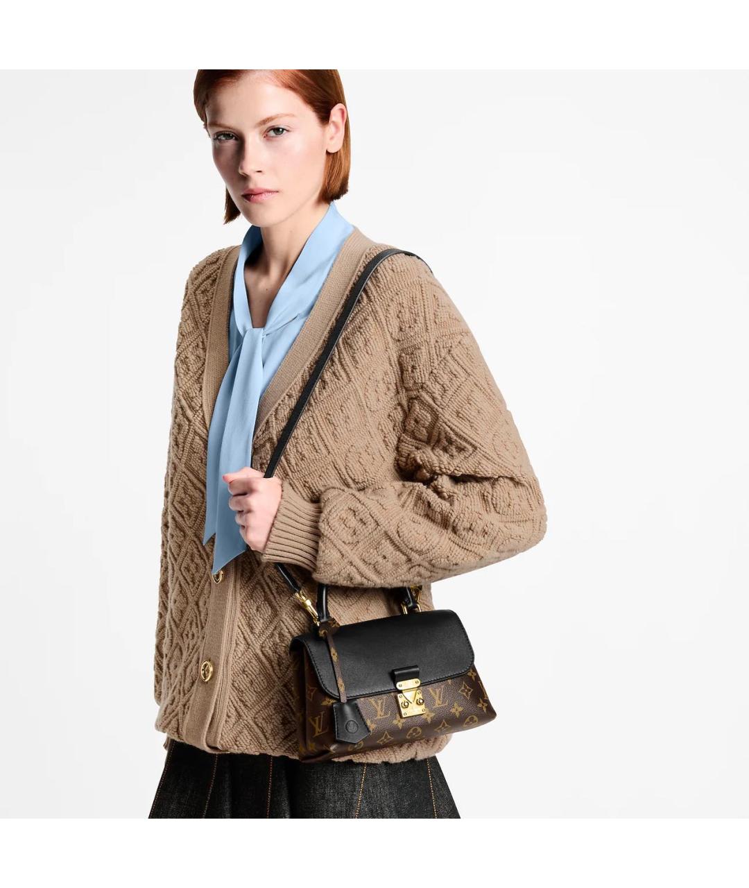 LOUIS VUITTON Коричневая кожаная сумка с короткими ручками, фото 5