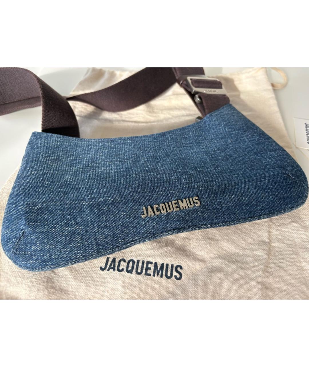 JACQUEMUS Темно-синяя хлопковая сумка через плечо, фото 2