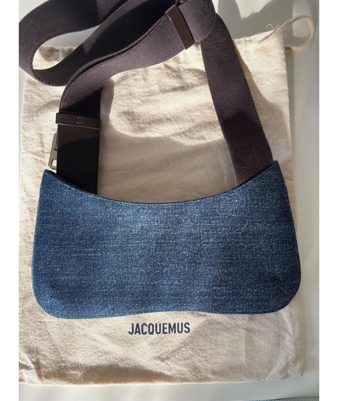 JACQUEMUS Темно-синяя хлопковая сумка через плечо, фото 3