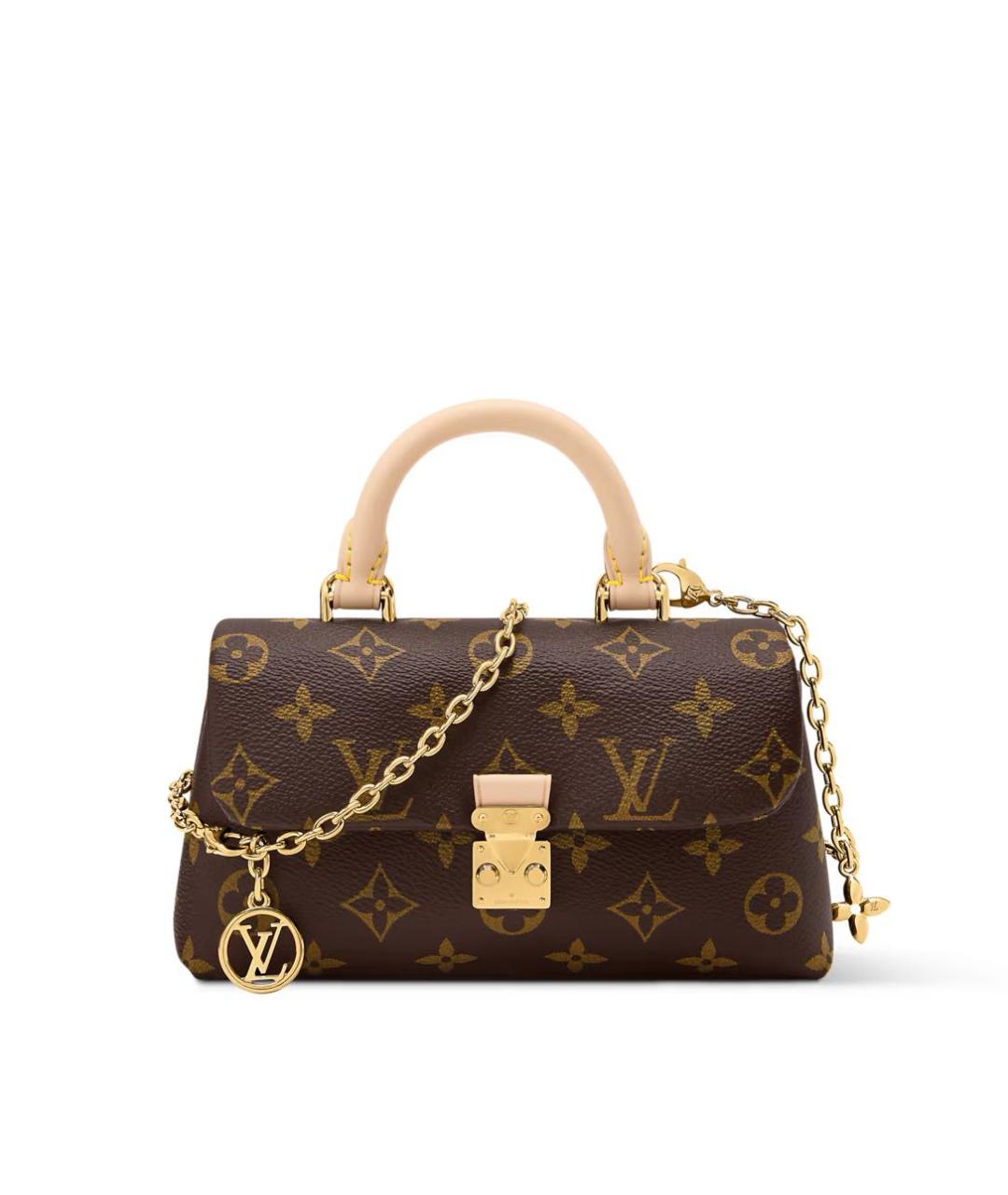 LOUIS VUITTON Коричневая кожаная сумка с короткими ручками, фото 6