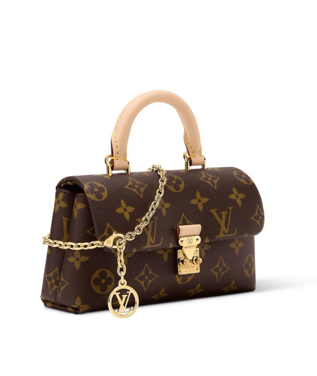 LOUIS VUITTON Коричневая кожаная сумка с короткими ручками, фото 2