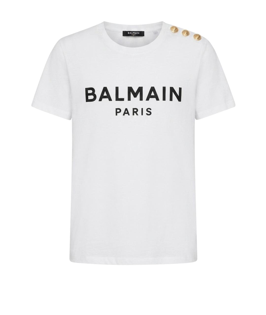 BALMAIN Белая хлопковая футболка, фото 1