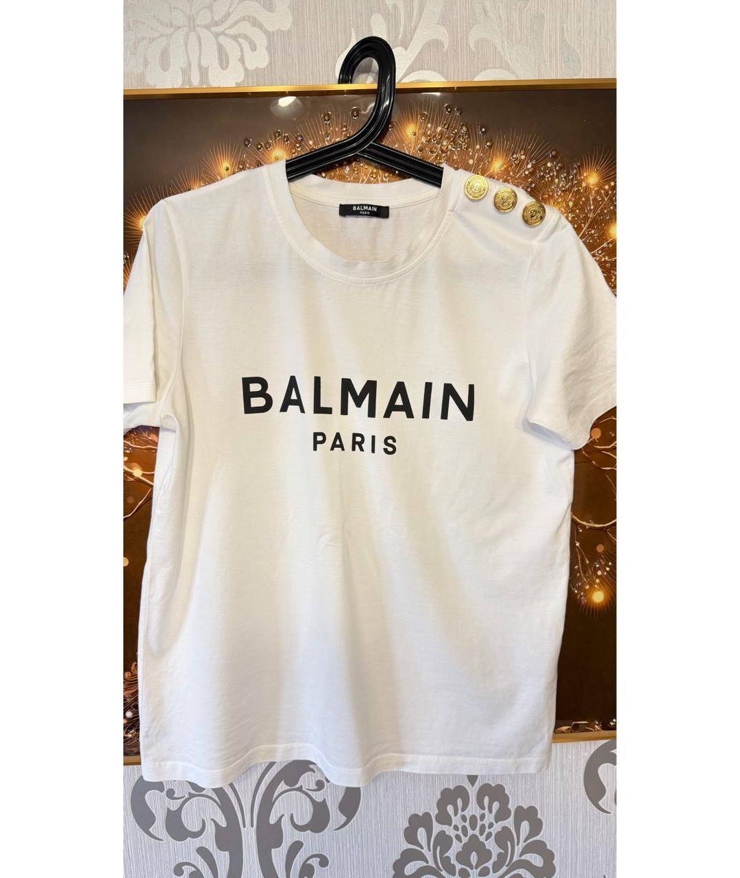 BALMAIN Белая хлопковая футболка, фото 7