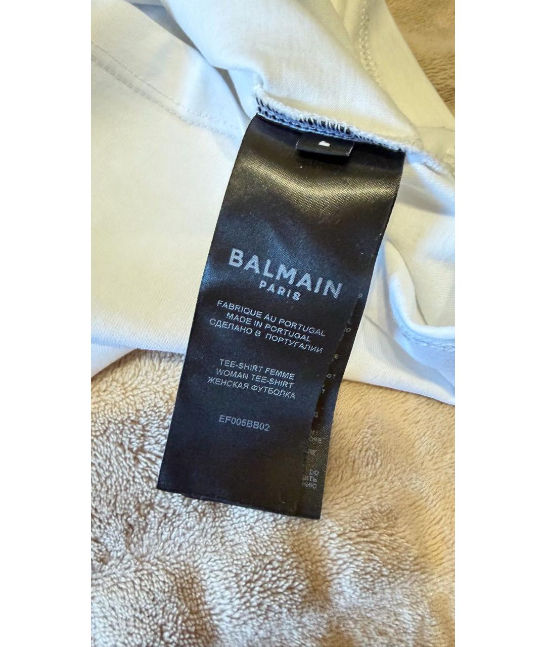 BALMAIN Белая хлопковая футболка, фото 4