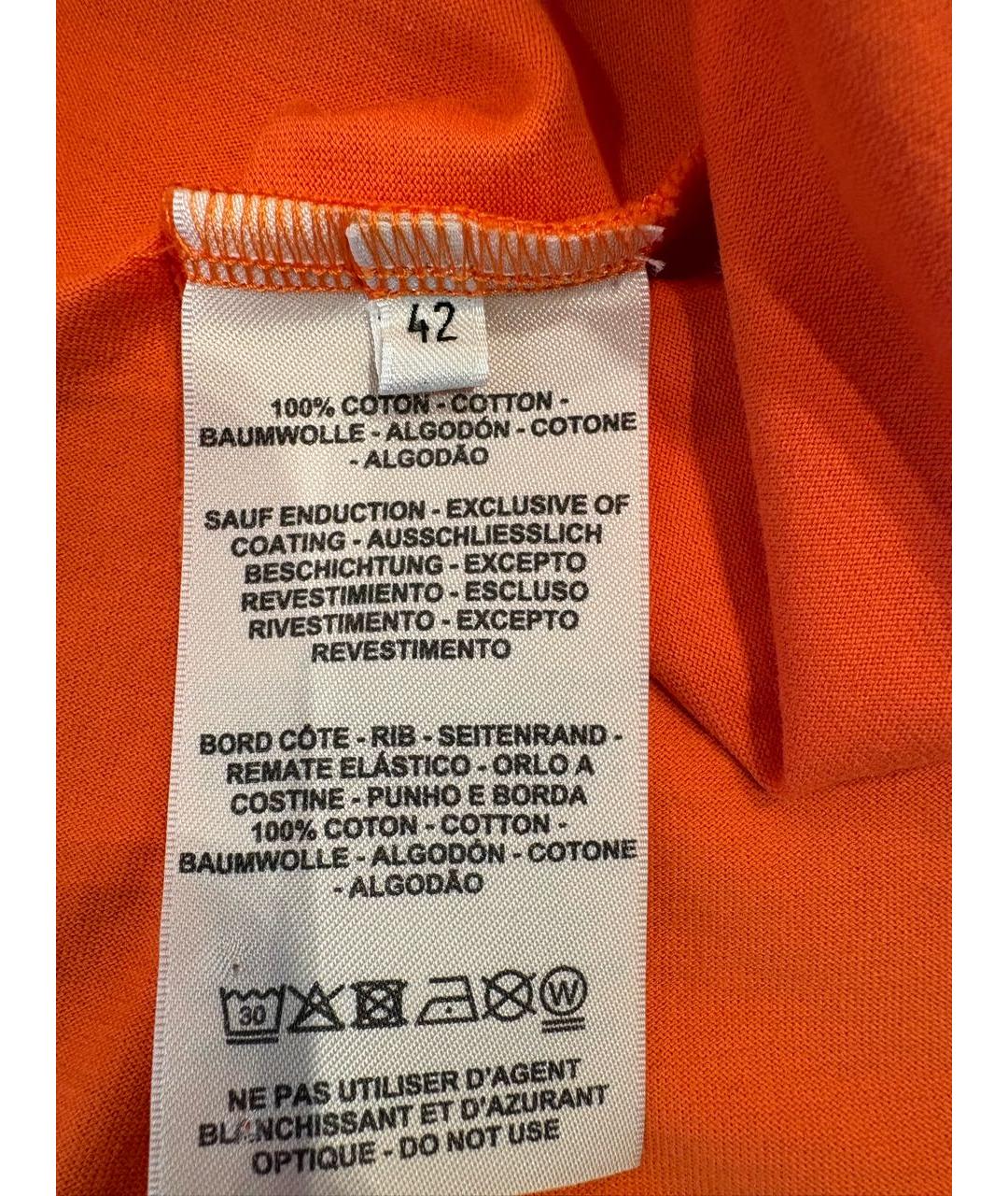 HERMES Оранжевая хлопковая футболка, фото 4