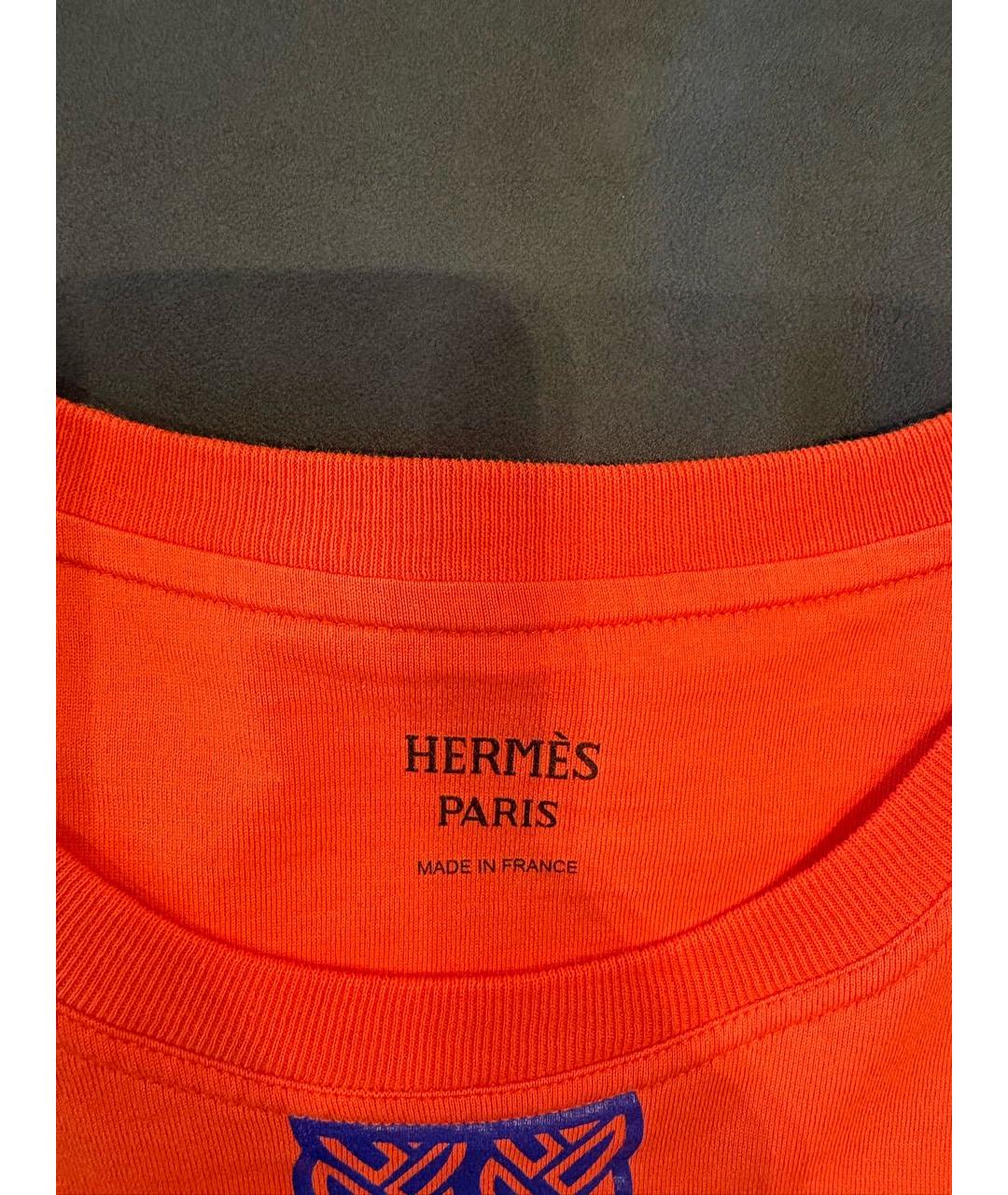 HERMES Оранжевая хлопковая футболка, фото 3