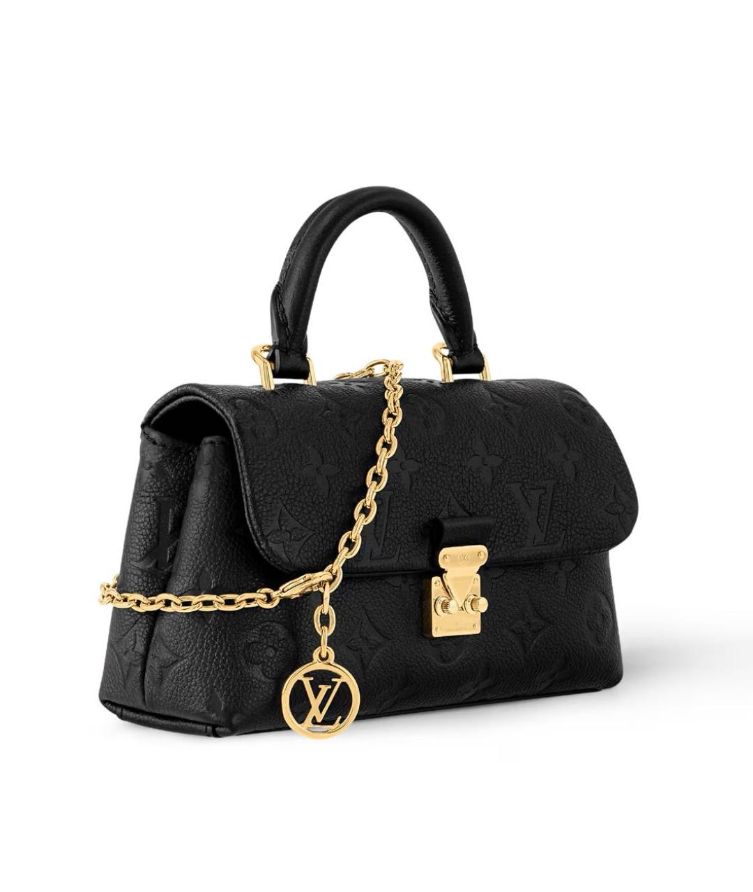 LOUIS VUITTON Черная кожаная сумка с короткими ручками, фото 2