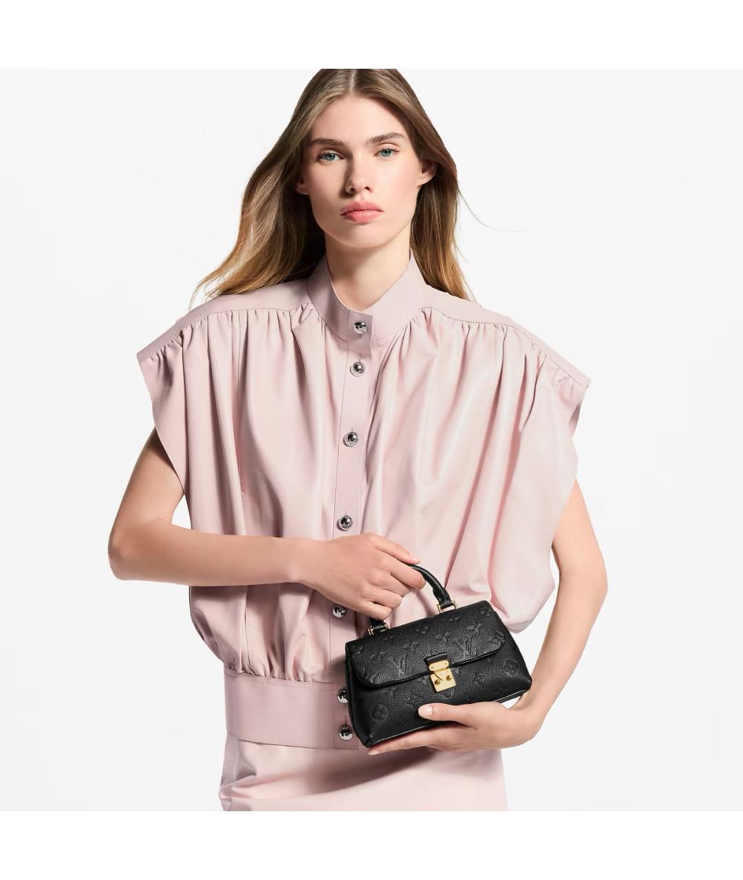 LOUIS VUITTON Черная кожаная сумка с короткими ручками, фото 4