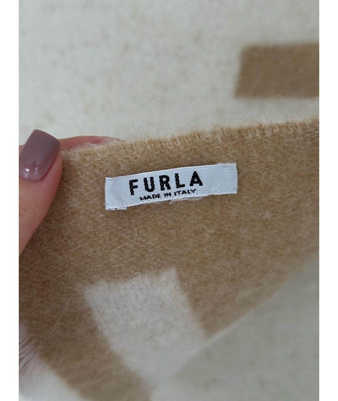 FURLA Бежевый шерстяной шарф, фото 3