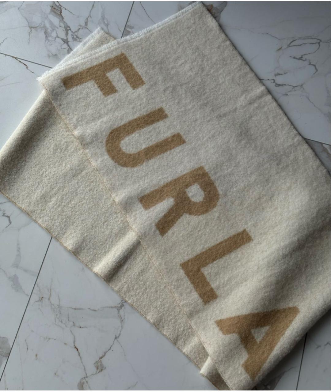 FURLA Бежевый шерстяной шарф, фото 9