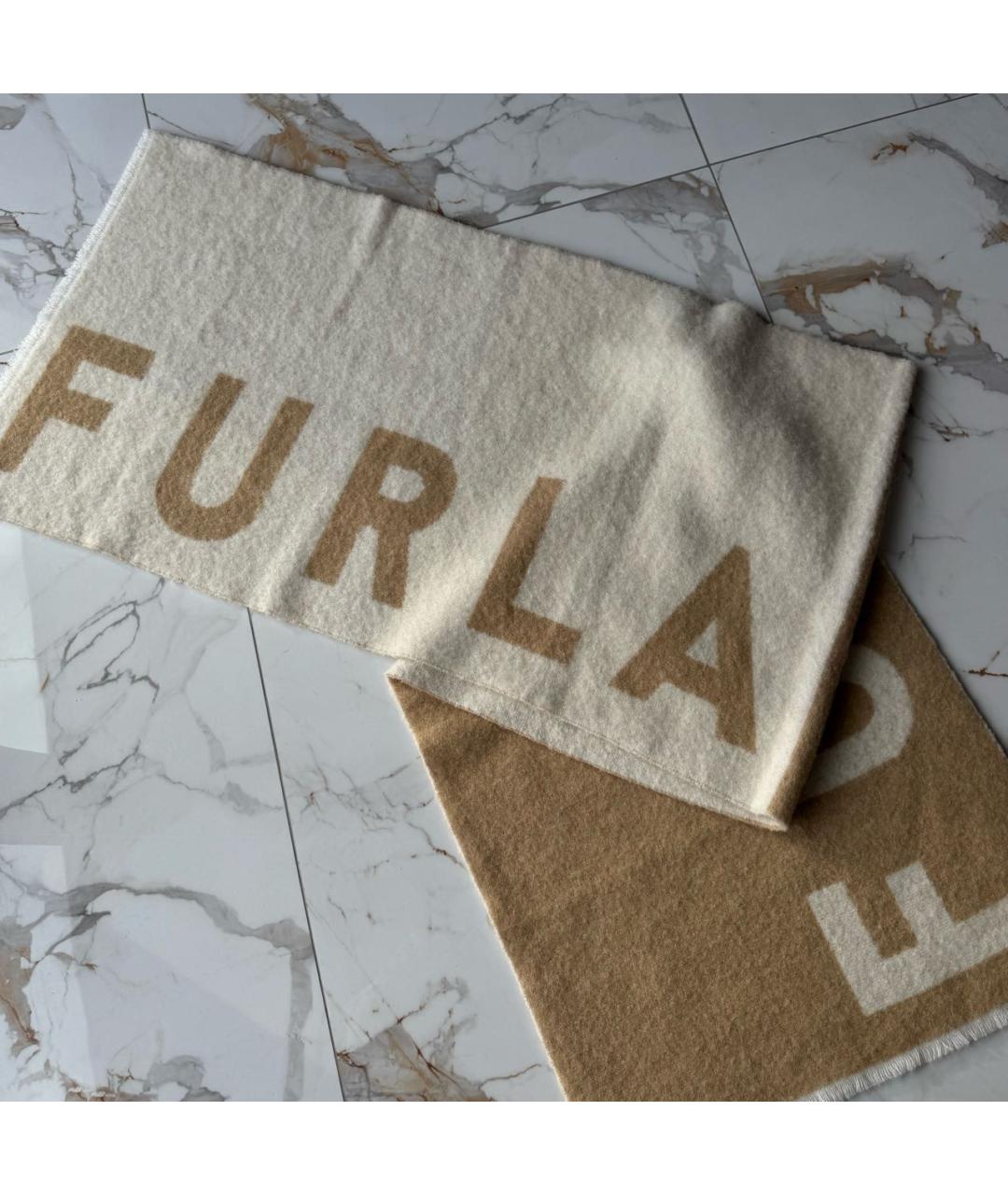 FURLA Бежевый шерстяной шарф, фото 8