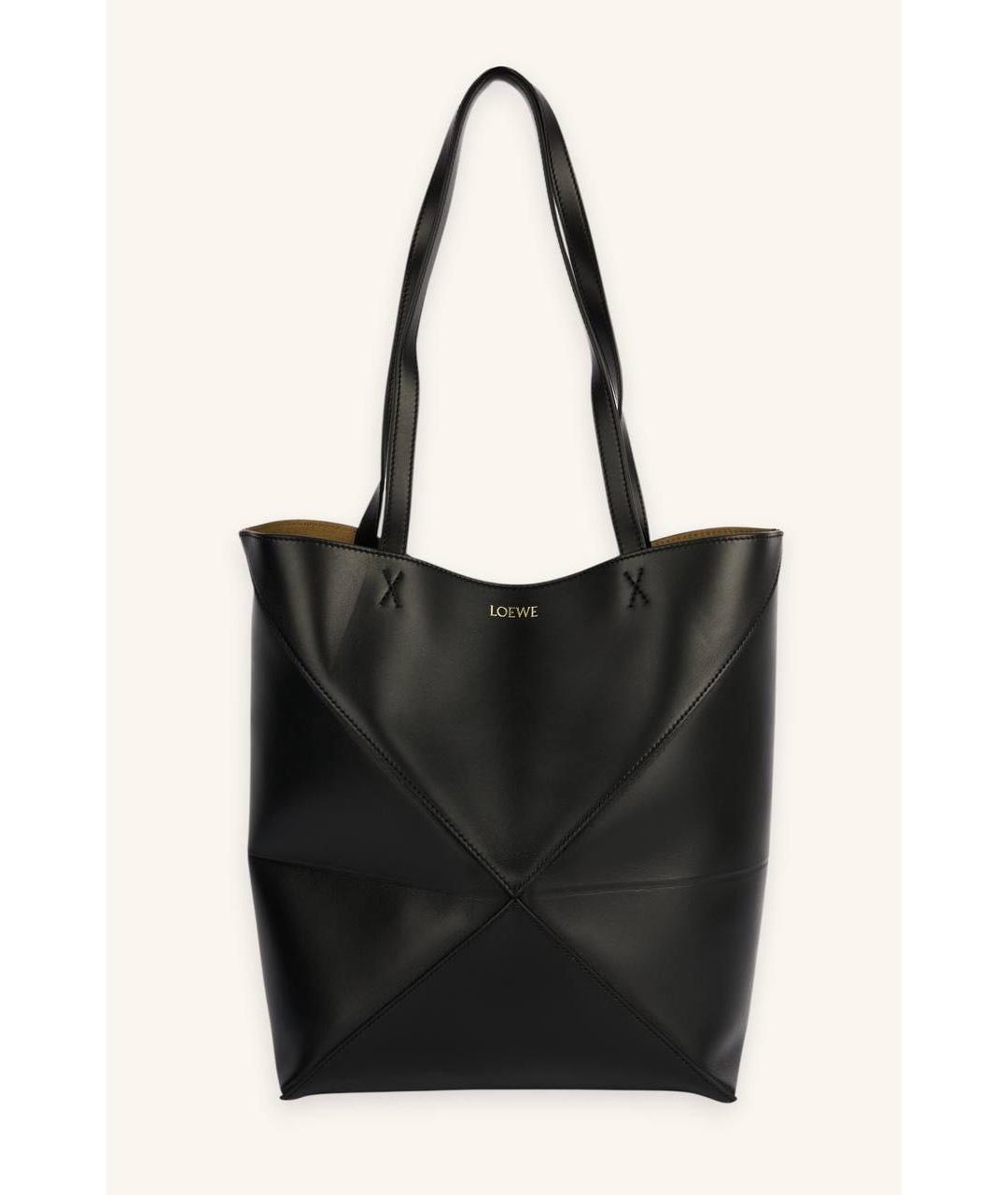 LOEWE Черная кожаная сумка тоут, фото 7