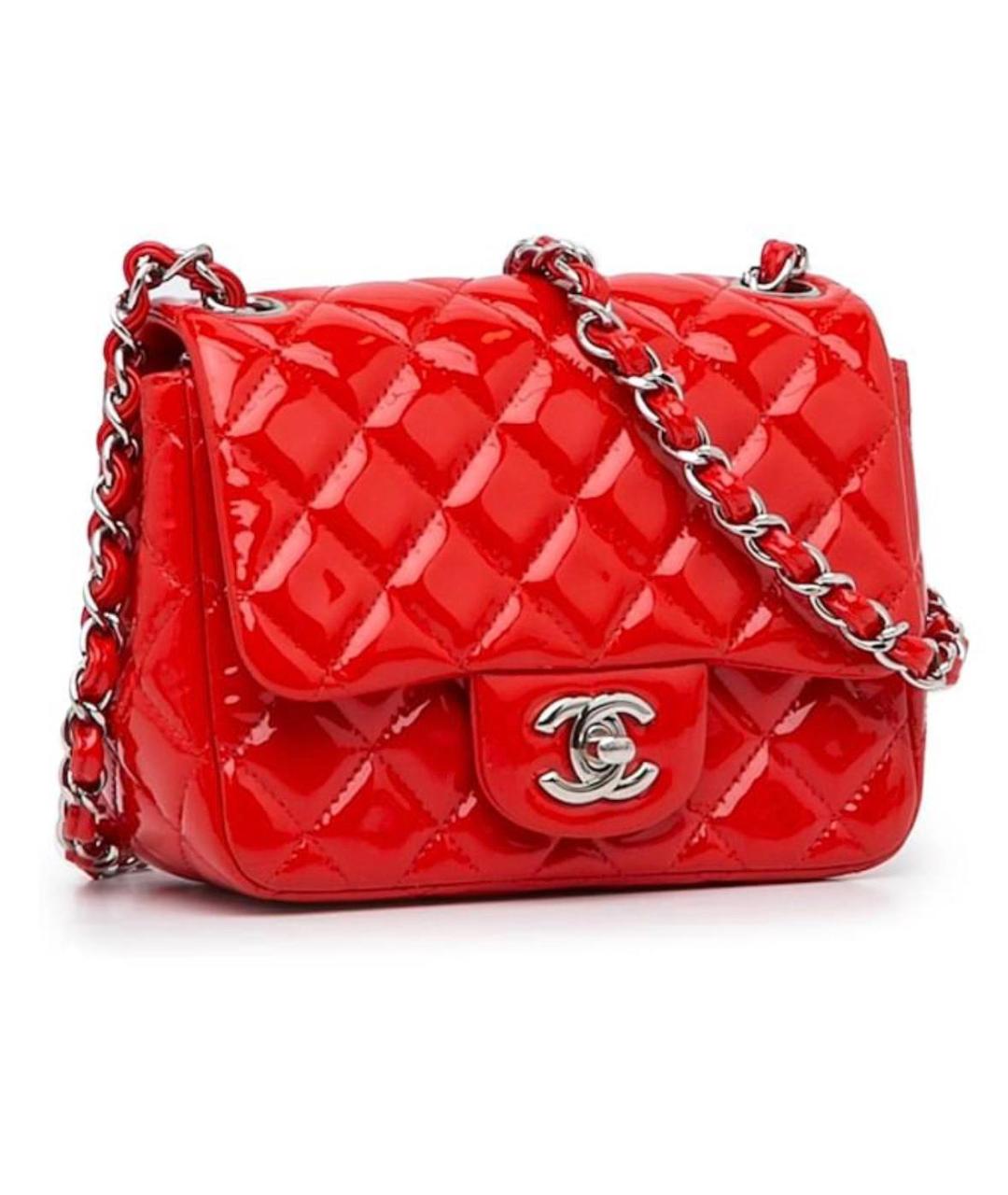 CHANEL Красная сумка через плечо из лакированной кожи, фото 10