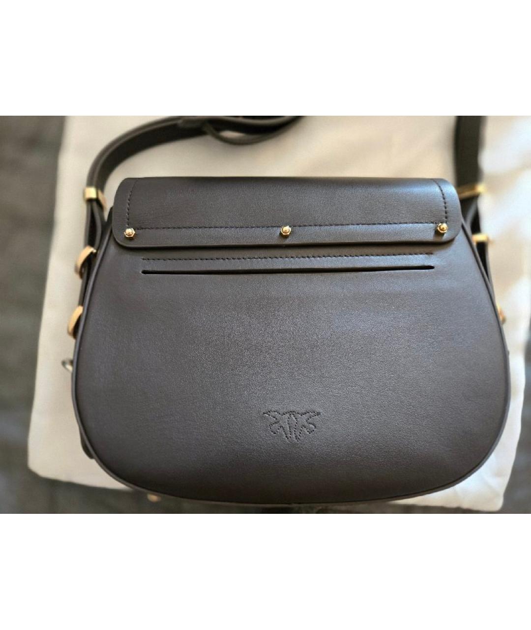 PINKO Коричневая кожаная сумка через плечо, фото 3