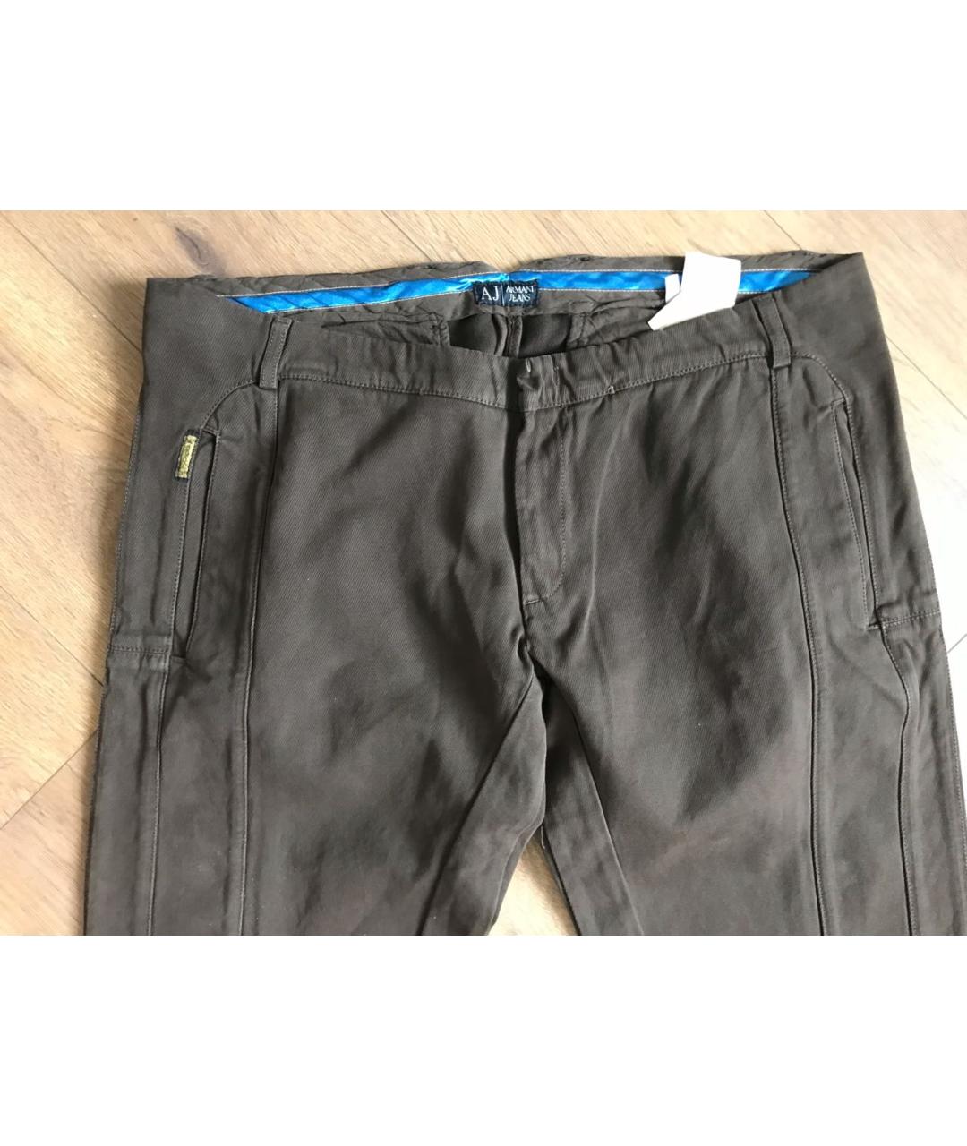 ARMANI JEANS Коричневые хлопковые брюки чинос, фото 2
