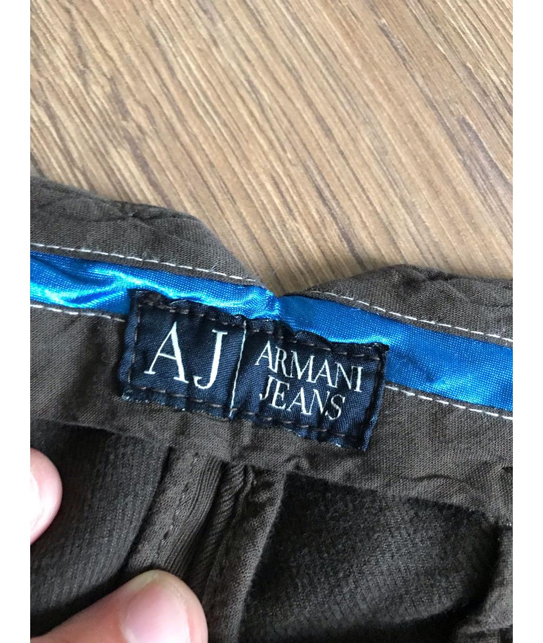 ARMANI JEANS Коричневые хлопковые брюки чинос, фото 3